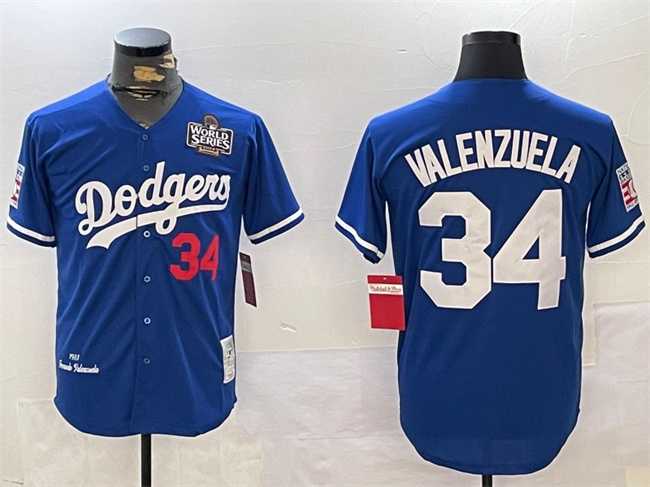 Mens Los Angeles Dodgers #34 Toro Valenzuela Royal 2024 World Series 1981 Cooperstown Stitched Jersey